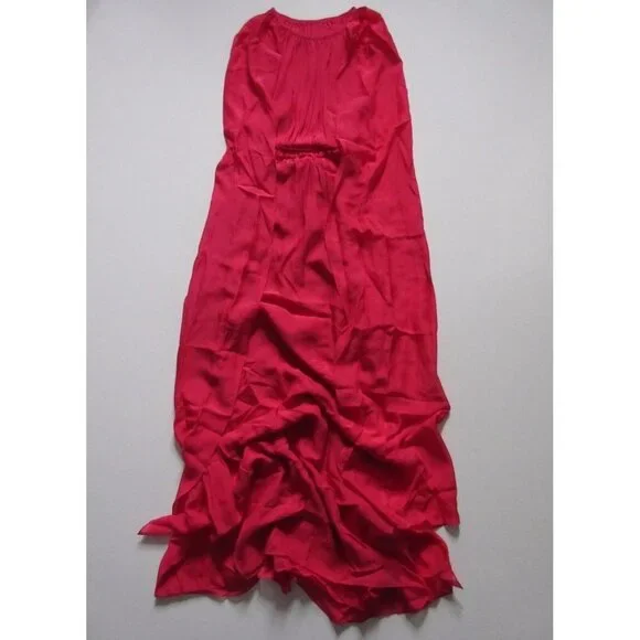 NWT Rachel Zoe Henrietta in Pink Red Silk Chiffon Cape Back Grecian Gown 2 $795